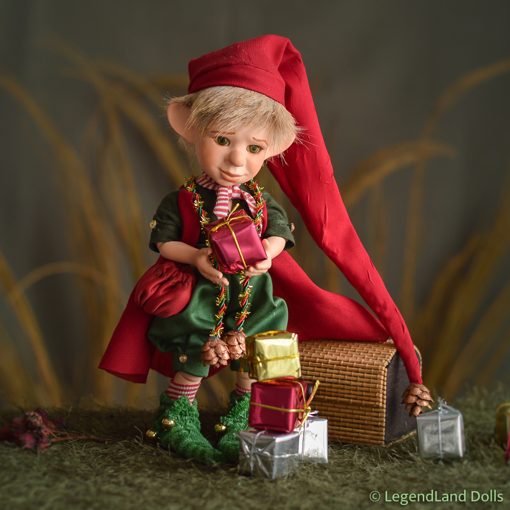 Karácsonyi manó figura: Boby - fenyőfa díszítő | LegendLand Dolls